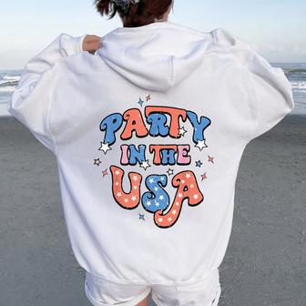 Party In The Usa 4Th Of July America Independence Girl Women Women Oversized Hoodie Back Print - Thegiftio UK