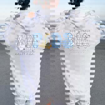 Peds Goose Pediatric Nurse Blue Gingham Work Peds Er Icu Ot Women Oversized Hoodie Back Print | Seseable FR