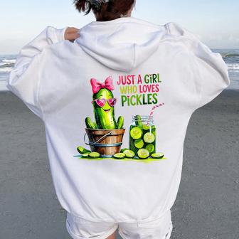 Pickle Just A Girl Who Loves Pickles Food Lover Women Oversized Hoodie Back Print - Thegiftio UK