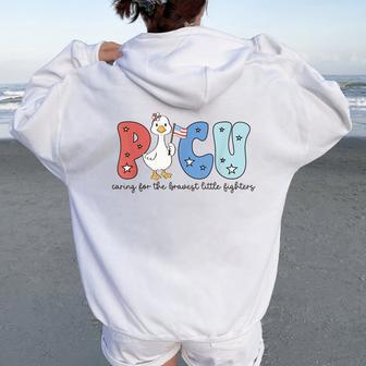 Picu Caring For The Bravest Little Fighters Nurse 4Th July Women Oversized Hoodie Back Print - Thegiftio UK