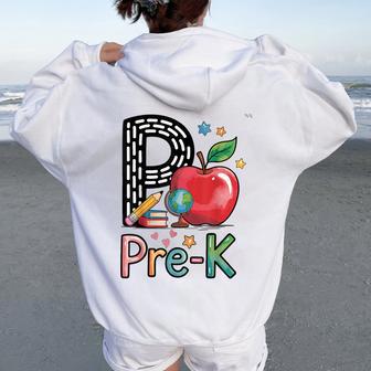 Pre-K Preschool Teachers Back To School Teacher Students Women Oversized Hoodie Back Print - Thegiftio UK