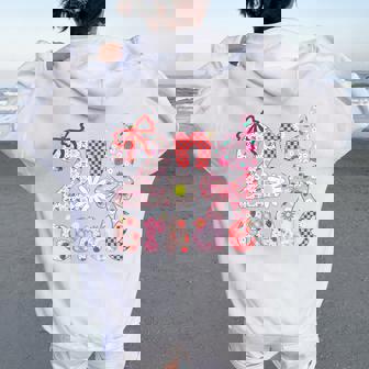 Preppy Back To School Strawberry Coquette 2Nd Grade Teacher Women Oversized Hoodie Back Print | Mazezy