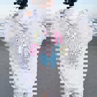 Preppy Fifth Grade Teacher Blue Floral Coquette Pencil Bow Women Oversized Hoodie Back Print | Mazezy