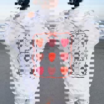 Preschool Is My Jam Strawberry Teacher First Day Of School Women Oversized Hoodie Back Print | Mazezy