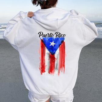 Puerto Rico Flag Hispanic Heritage Month Women Women Oversized Hoodie Back Print - Thegiftio UK