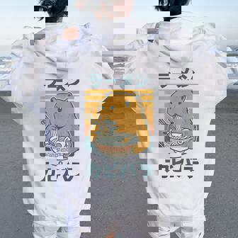 Retro Capybara Eating Ramen Noodles Anime Girls Boys Women Oversized Hoodie Back Print - Thegiftio