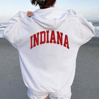 Retro Indiana Indiana Vintage Red Souvenir In Women Oversized Hoodie Back Print - Thegiftio UK