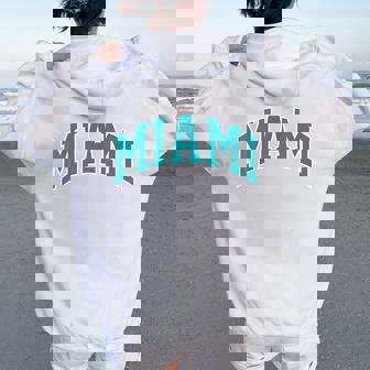 Retro Miami Miami Vintage Classic Orange Aqua Fl Women Oversized Hoodie Back Print | Seseable CA