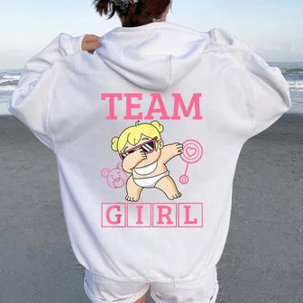 Revelación De Género De Team Girl Women Oversized Hoodie Back Print - Regaloses