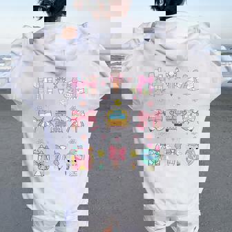 School Pencils And Bows Teacher Bow Coquette Pencil Girls Women Oversized Hoodie Back Print | Mazezy