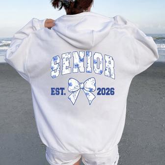 Senior Class Of 2026 Graduation Girly Floral Coquette Bow Women Oversized Hoodie Back Print - Thegiftio UK
