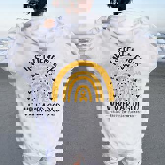 In September We Wear Gold Rainbow Childhood Cancer Awareness Women Oversized Hoodie Back Print - Thegiftio