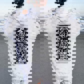 Skeleton The Cat Mom Tarot Card Cat Mama Mother's Day Women Oversized Hoodie Back Print | Mazezy