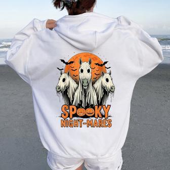 Spooky Night-Mares Halloween Horse Ghost Spooky Season Women Oversized Hoodie Back Print - Thegiftio UK