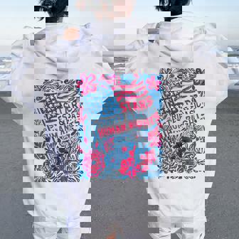 Stars Stripes Human Rights 4Th Of July Floral American Flag Women Oversized Hoodie Back Print | Mazezy