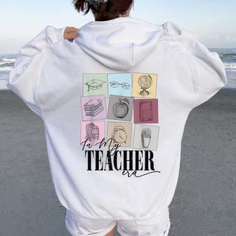 In My Teacher Era Back To School In My Teaching Era Pink Women Oversized Hoodie Back Print - Thegiftio UK