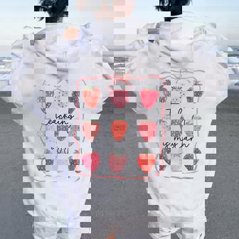 Teaching Is My Jam Teacher Team Crew Cute Strawberry Girls Women Oversized Hoodie Back Print | Mazezy