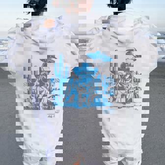 Ufo Western Pug Cowboy Cactus Desert Cowgirl Mom Dad Pet Women Oversized Hoodie Back Print - Thegiftio