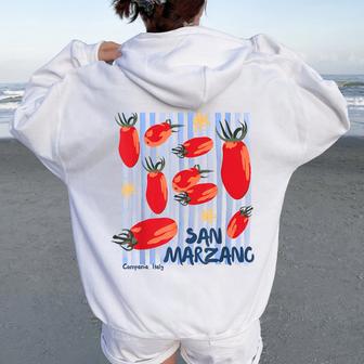 Vintage Tomato Italian Girl Summer Women Oversized Hoodie Back Print - Thegiftio UK