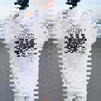 Volleyball Mama Mom Game Day Retro Volleyball Coquette Bow Women Oversized Hoodie Back Print | Mazezy