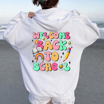 Welcome Back To School Teachers Boys Girls Happy First Day Women Oversized Hoodie Back Print - Thegiftio UK