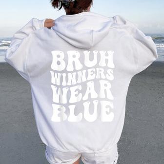 Winners Wear Blue Team Spirit Week Game Sports Day Groovy Women Oversized Hoodie Back Print - Thegiftio UK