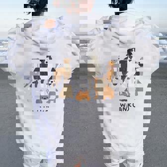 いぬ わんこ 大集合 イラスト おしゃれ シンプル かわいい 手書き 犬飼い 犬好き 女性 男性 犬柄 レディース オーバーサイズ パーカー バックプリント - Kawaiitshirt