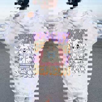 おもしろい言葉 不気味な季節 ハロウィン 幽霊 先生 女性 男性 レディース オーバーサイズ パーカー バックプリント - Kawaiitshirt