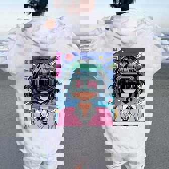 かわいいアニメの女の子 長袖tシャツ レディース オーバーサイズ パーカー バックプリント - Kawaiitshirt