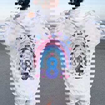 キッズ 誕生日 8 女の子 レインボー 水彩 8歳 レディース オーバーサイズ パーカー バックプリント - Kawaiitshirt