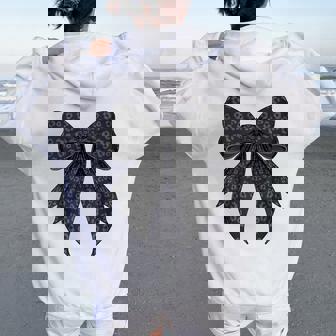 コケット リボン ブラック グレー チーター ヒョウ柄 女の子 ママ レディース オーバーサイズ パーカー バックプリント - Kawaiitshirt