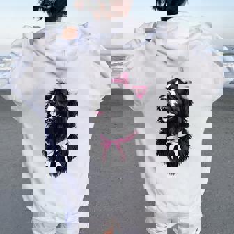 コケット リボン ニューファンドランド 犬 犬 ママ ピンクリボン 女の子 レディース オーバーサイズ パーカー バックプリント - Kawaiitshirt