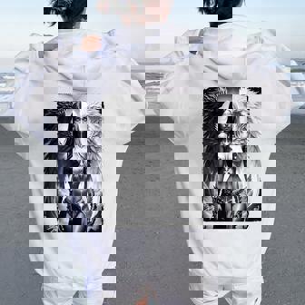 ピンナップガールtシャツ セクシーな天使の悪魔の女の子 B&W バックプリント レディース オーバーサイズ パーカー バックプリント - Kawaiitshirt