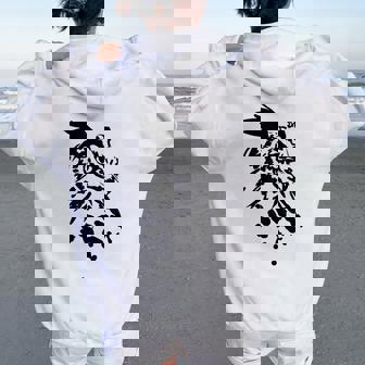 フクロウ -ブラックホワイト-クールな女性男性子供動物 Owl レディース オーバーサイズ パーカー バックプリント - Kawaiitshirt