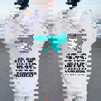 モササウルスが好きな女の子だけ レディース オーバーサイズ パーカー バックプリント - Kawaiitshirt