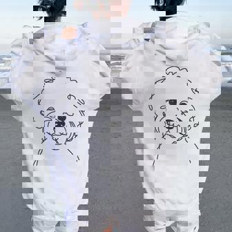 ラインアート Dad Mom Dog ビションフリーゼ レディース オーバーサイズ パーカー バックプリント - Kawaiitshirt