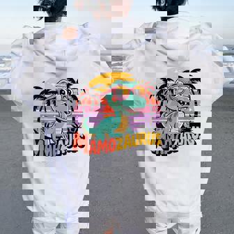 レトロマモザウルス恐竜ギフト ポーランドのお母さん Trexポーランド レディース オーバーサイズ パーカー バックプリント - Kawaiitshirt