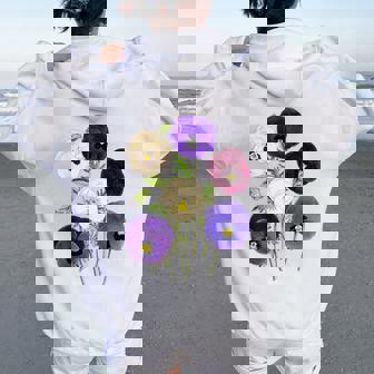 ヴィンテージ パンジー 花 ガーデニング パンジー 恋人 レディース オーバーサイズ パーカー バックプリント - Kawaiitshirt