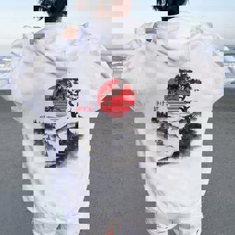 日本の木 赤い月 絵画 日本 夕日 男性 女性 レディース オーバーサイズ パーカー バックプリント - Kawaiitshirt