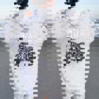 緑寿祝い バイク好き 車好き 父 男性 女性 クラシック 66歳 The Road Never Ends At 66 レディース オーバーサイズ パーカー バックプリント - Kawaiitshirt