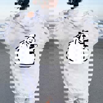 肉まんに抱きつくパンダ かわいい チャイナ 白黒 Panda Meat Bun レディース オーバーサイズ パーカー バックプリント - Kawaiitshirt