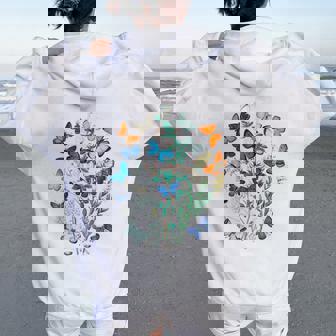 花 蝶々 かわいい フラワー 蝶 アート メンズ レディース 服 母 女性用 おしゃれ レディース オーバーサイズ パーカー バックプリント - Kawaiitshirt