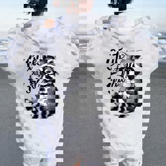 野生の女の子の夏の面白いミームかわいいけど野生のアライグマ休暇 レディース オーバーサイズ パーカー バックプリント - Kawaiitshirt