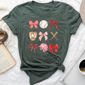 Baseball Mama Coquette Bow Baseball Mom Bella Canvas T-shirt - Thegiftio