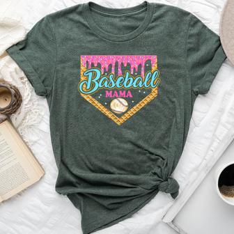 Baseball Mama Home Plate Ice Cream Drip With Sprinkle Mother Bella Canvas T-shirt - Thegiftio UK