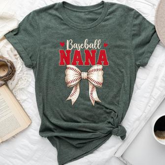 Baseball Nana Coquette Bow Game Day Bella Canvas T-shirt - Thegiftio UK