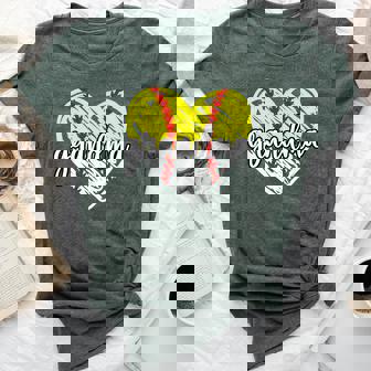 Baseball Softball Grandma Heart Softball Baseball Grandma Bella Canvas T-shirt | Mazezy