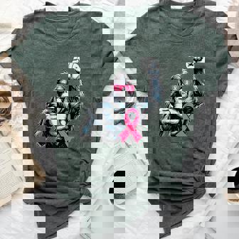 Bigfoot Pink Ribbon Breast Cancer Awareness Month Men Bella Canvas T-shirt | Mazezy