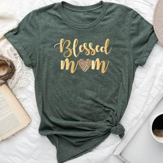 Blessed Mom Leopard Print W Gold Text Mother’S Day Bella Canvas T-shirt - Thegiftio UK