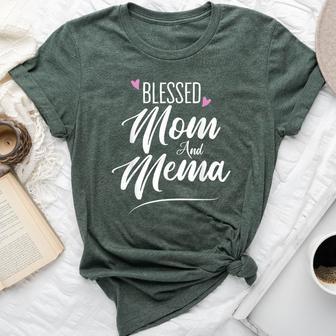 Blessed Mom And Mema Grandma Grandmother Heart Bella Canvas T-shirt - Thegiftio UK